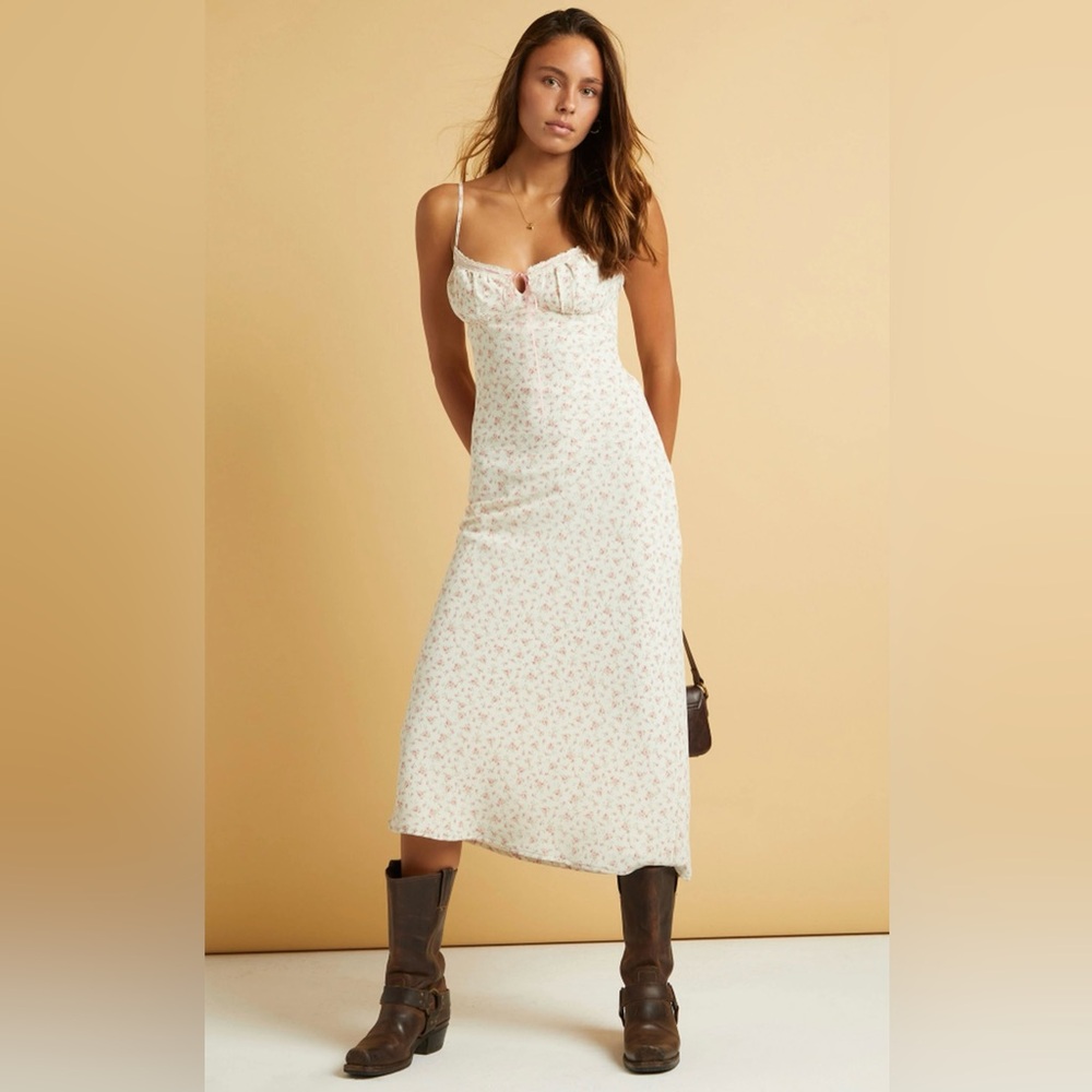 Beverly and Beck Daisy Floral Tie Front Midi Dress - NWT -Size Medium